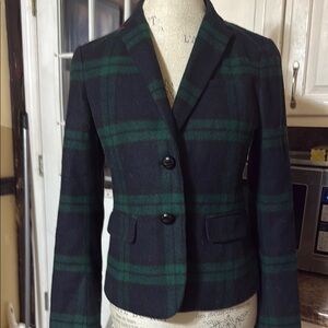 The Academy Gap Blazer Plaid Women's Jacket size 4 Green and Black